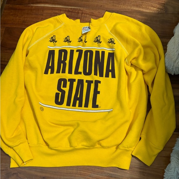 Vintage Arizona State university Yellow crewneck Sweater size‎ large ASU devils - Picture 1 of 10